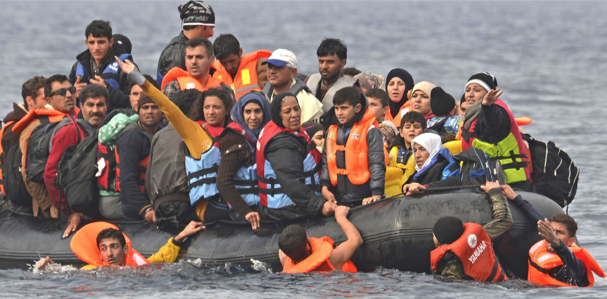 Refugees in dingy